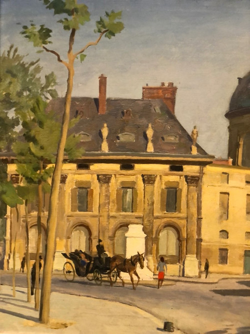 Maurice Delavier View of the institute from the Quai Malaquais Dated 1944 Oil On Hardboard