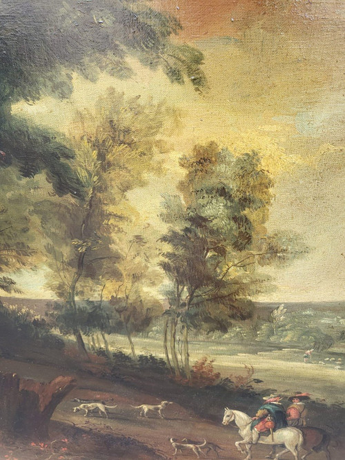 Forest landscape, framed oil on canvas, 19th century