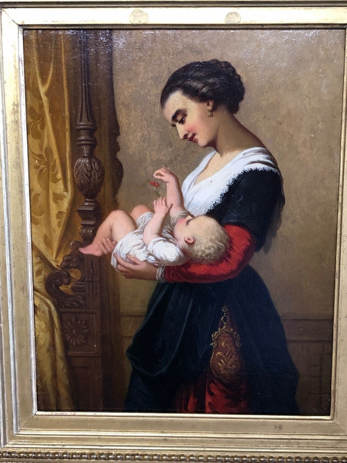 Désiré Oscar Van Franckenberg (1822-1907) Olio su tavola - XIX secolo