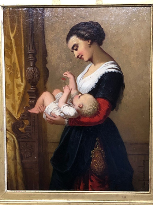 Désiré Oscar Van Franckenberg (1822-1907) Olio su tavola - XIX secolo