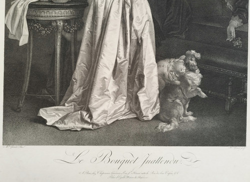 Gravure Le Bouquet Inattendu Gravé Par Henri Gérard d'Après Marguerite Gérard