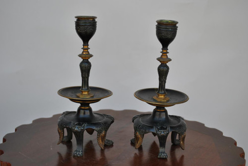 Bronze Cup + Napoleon III candlesticks