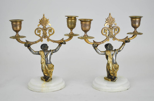 *Offre spéciale  *Pair Of Nubian Candelabra, 19th Century