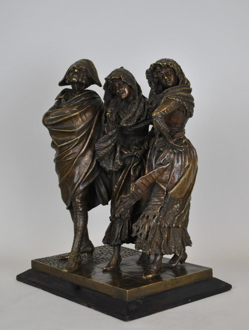 Groupe De Personnages Elégants En Bronze, A Pandiani, XIXème