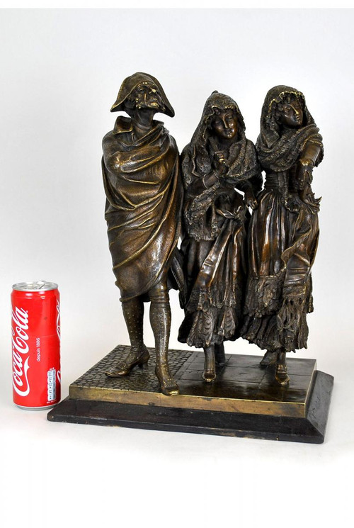 Groupe De Personnages Elégants En Bronze, A Pandiani, XIXème