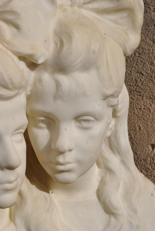 *Offre spéciale *Busts Of Young Women, Carrara Marble, Late 19th Century