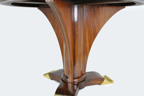 Jules Leleu, Art Deco mahogany pedestal table, 20th century