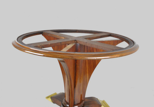 Jules Leleu, Art Deco mahogany pedestal table, 20th century