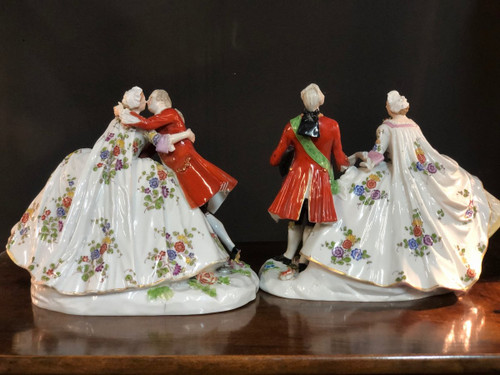 Frankenthal German Manufacture Pair Of Groups - Porcelain Subjects