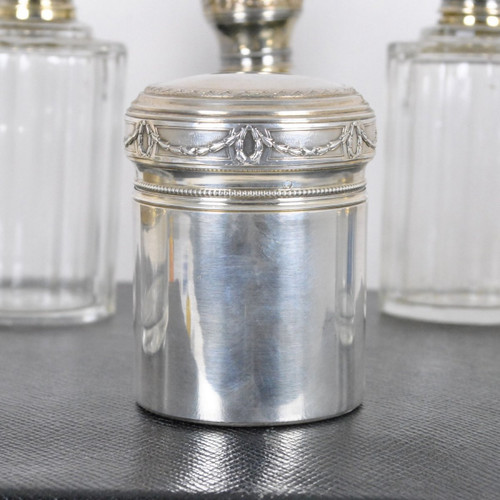 Coffret Nécessaire De Toilette En Cristal Et Argent, Monogrammé,  XIXème Siècle