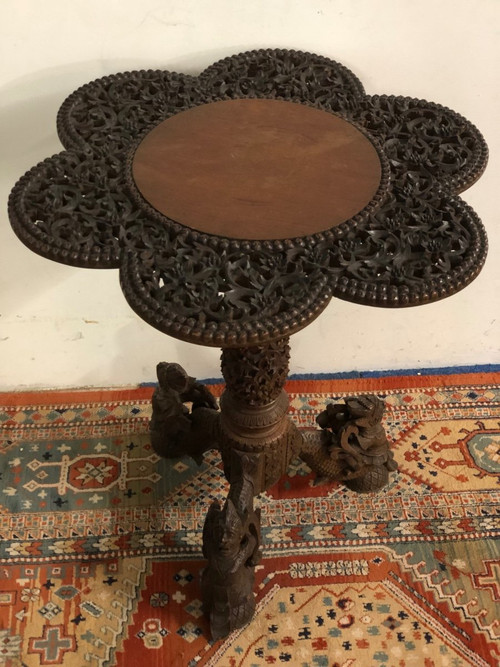 Thai Pedestal Table - Exotic Wood Early 20th Century