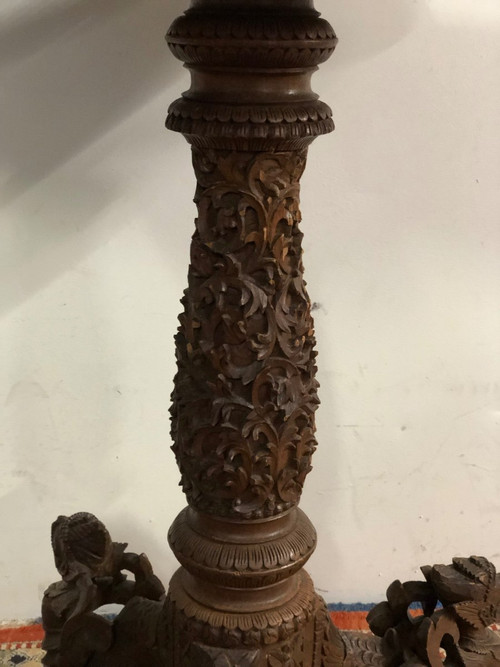 Thai Pedestal Table - Exotic Wood Early 20th Century