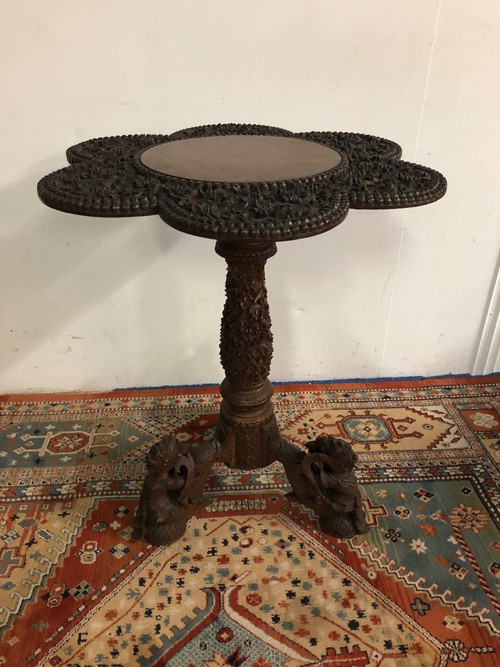 Thai Pedestal Table - Exotic Wood Early 20th Century