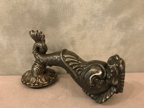 19th century cast iron door knocker, dolphin model