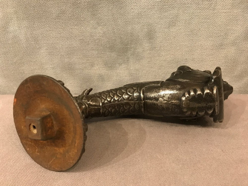 19th century cast iron door knocker, dolphin model