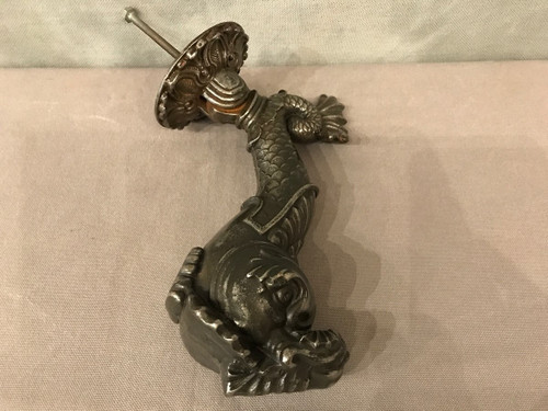 19th century cast iron door knocker, dolphin model