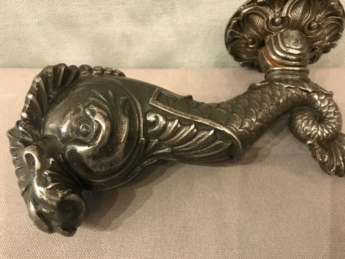 19th century cast iron door knocker, dolphin model