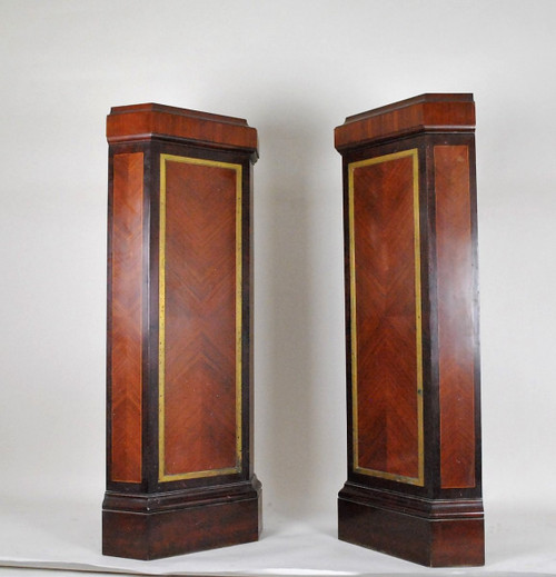 Pair Of Corner Sheaths, Mahogany And Bronze 20th