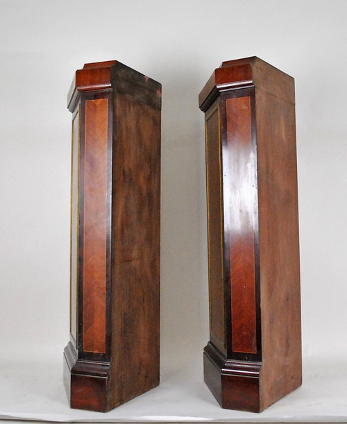 Pair Of Corner Sheaths, Mahogany And Bronze 20th