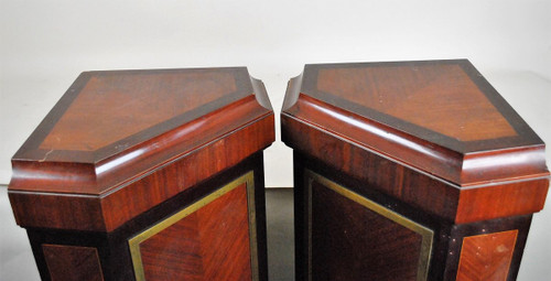 Pair Of Corner Sheaths, Mahogany And Bronze 20th