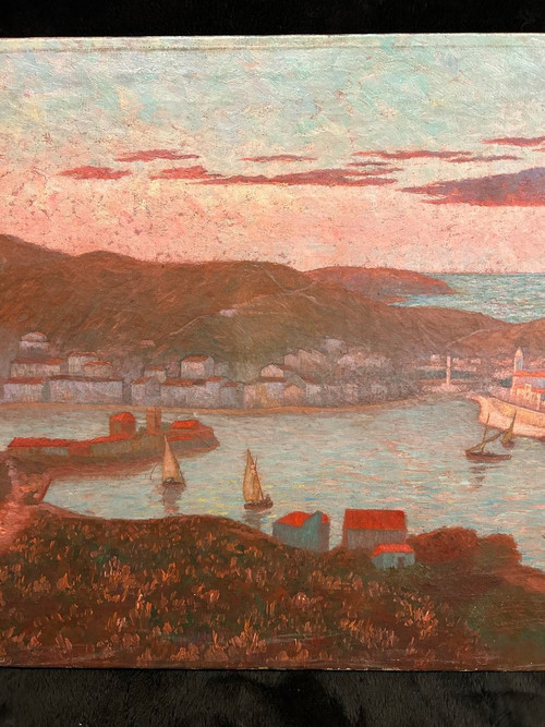 Ed . Poulain - Vue D'un Port Dated 1920 - Oil On Canvas