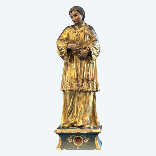 Grande statua reliquiario in legno intagliato della fine del XVIII secolo (75 cm)