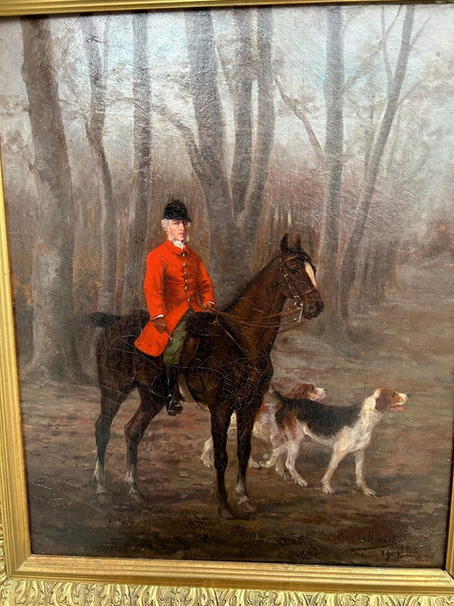 Painting - Oil On Canvas Hunting - Signed And Dated 1902