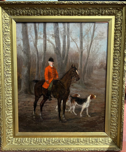 Painting - Oil On Canvas Hunting - Signed And Dated 1902