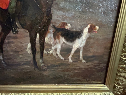 Painting - Oil On Canvas Hunting - Signed And Dated 1902