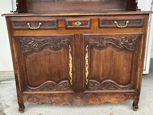 Buffet Vaisselier Normand Eschenholz Stil Louis XV XIX.