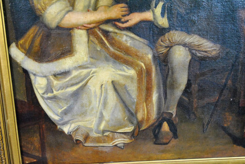 Huile Sur Toile, Scène d'Intérieur, école Du Nord, XIXème Siècle