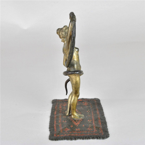 Bronze De Vienne, Orientale Nue Au Serpent, XIXème Siècle