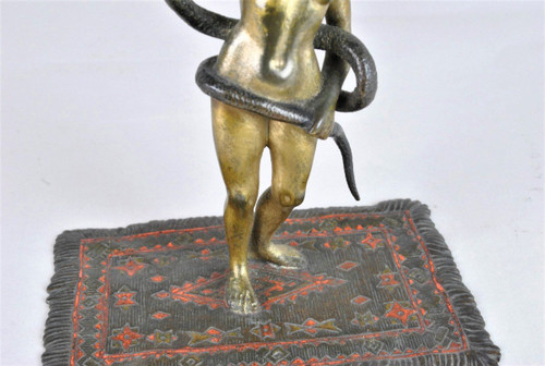 Bronze De Vienne, Orientale Nue Au Serpent, XIXème Siècle