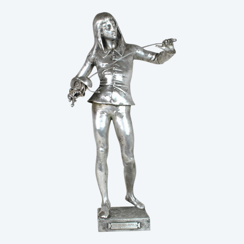 E Laporte, 1st Arms, Signed Silver Bronze, 19th Century