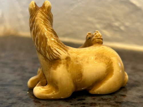 Netsuke - Okimono Chevaux Ivoire Début XIXéme Siècle