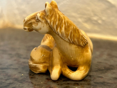 Netsuke - Okimono Chevaux Ivoire Début XIXéme Siècle