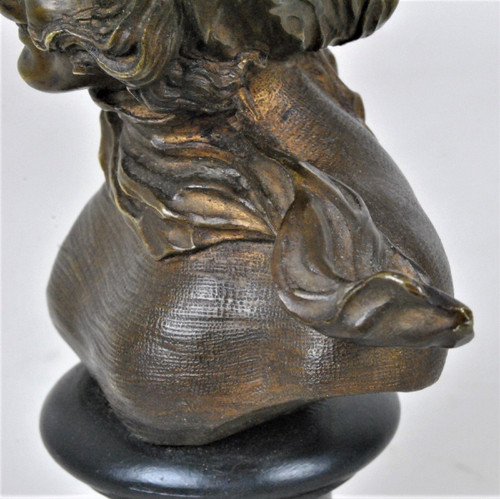 F Renard, Buste De Femme, Sculpture En Bronze, Art Nouveau, XXème Siècle