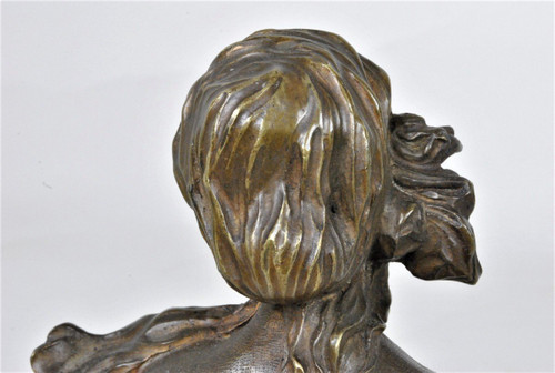 F Renard, Buste De Femme, Sculpture En Bronze, Art Nouveau, XXème Siècle