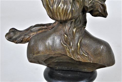 F Renard, Buste De Femme, Sculpture En Bronze, Art Nouveau, XXème Siècle