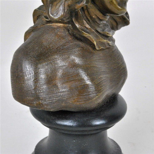 F Renard, Buste De Femme, Sculpture En Bronze, Art Nouveau, XXème Siècle