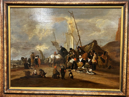 Large Painting - Peinture Sur Panneau De Bois école Hollandaise Fin XVII Ou Début XVIIIéme