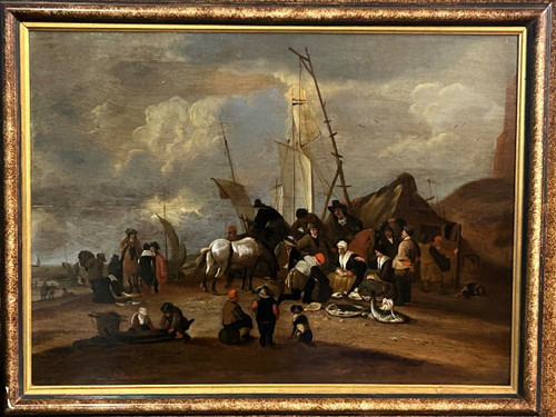 Large Painting - Peinture Sur Panneau De Bois école Hollandaise Fin XVII Ou Début XVIIIéme