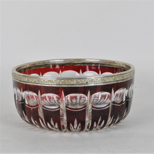 Ruby Crystal Cup With Silver Frame, Late 19th Early 20th Century