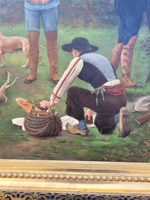 F Brillaud, Paire De Tableaux, Scènes De Chasse, XIXème Siècle