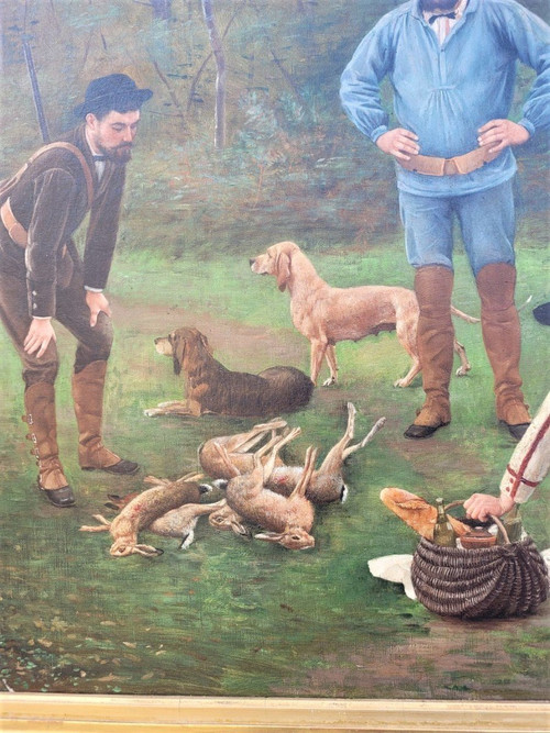 F Brillaud, Paire De Tableaux, Scènes De Chasse, XIXème Siècle