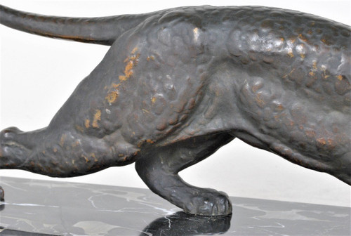 Dh Chiparus, Panther auf der Hut, seltenes Bronzemodell, signiert, Art Deco, 20. Jahrhundert