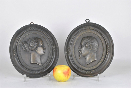 Napoleon III & Eugénie, Pair Of Bronze Medallions, 19th Century