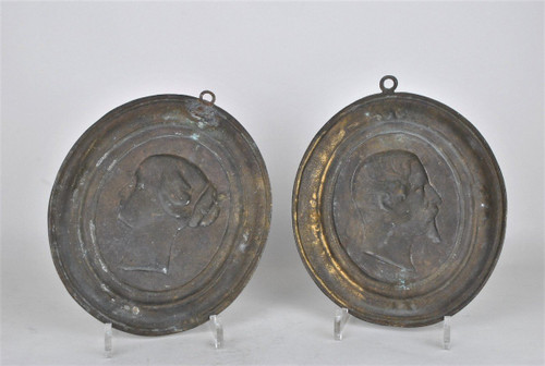 Napoleon III & Eugénie, Pair Of Bronze Medallions, 19th Century