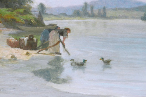 FRENCH school in 1895, Washerwomen at the river