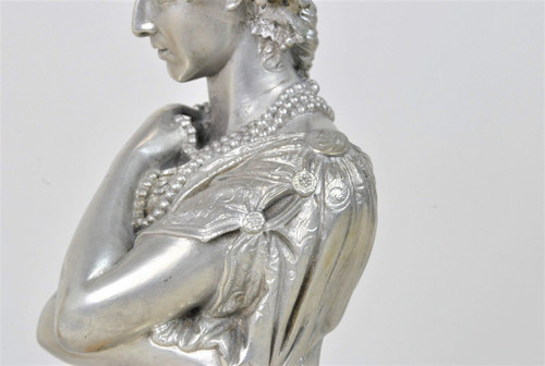 Clesinger / Collas, Pair Of Busts In Silvered Bronze, 19th Century